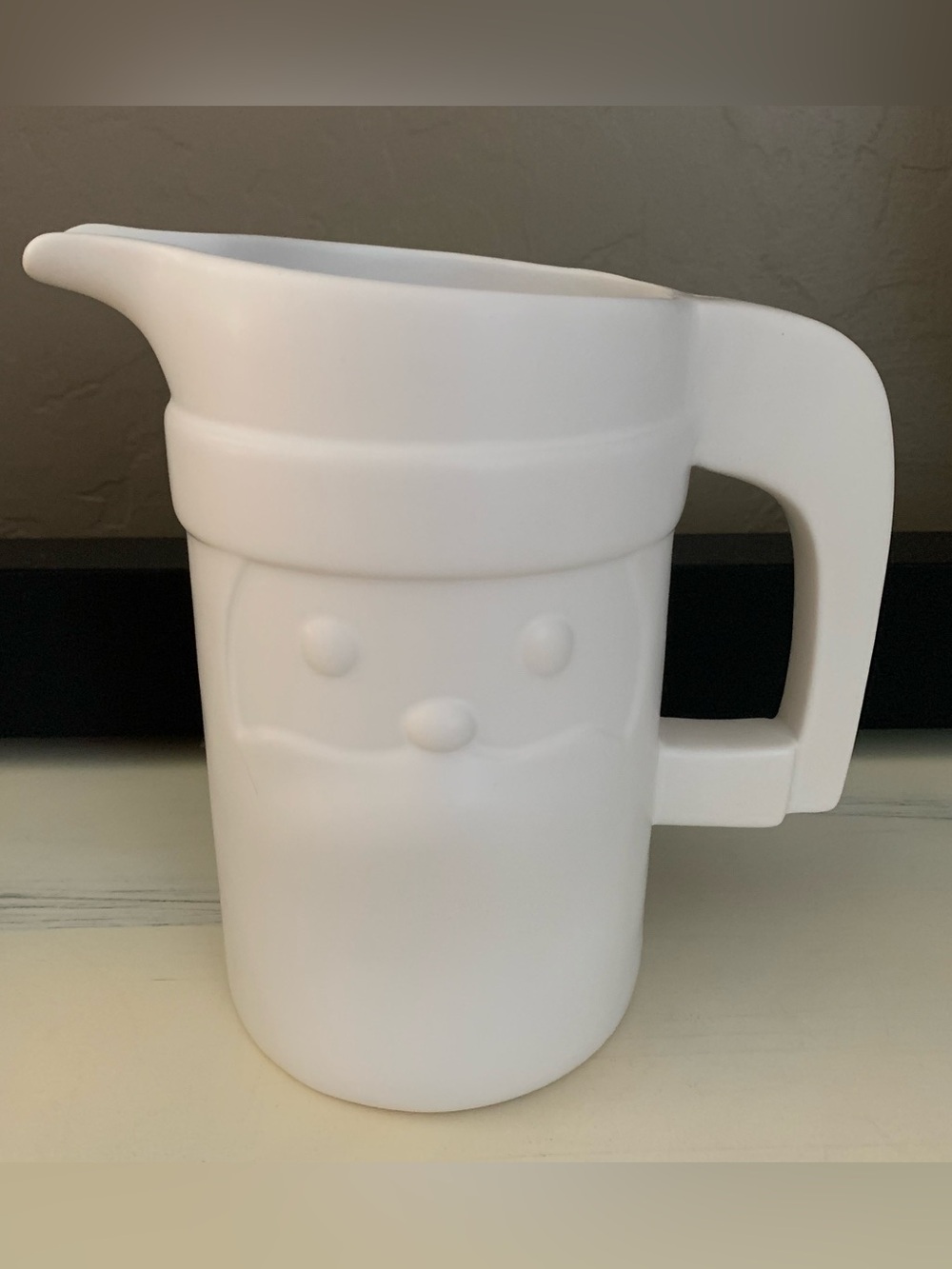 West Elm White Ceramic Modern Santa Pitcher
